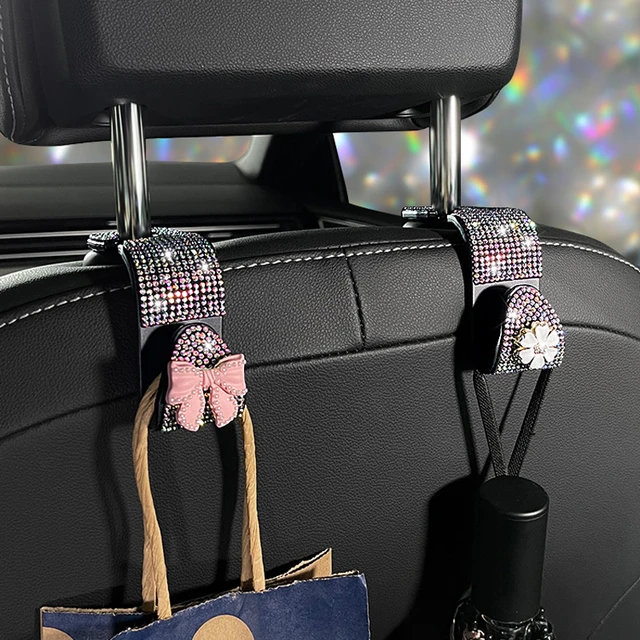 Bowknot Diamond Rhinestone Car Seat Headrest Hook Universal Bling