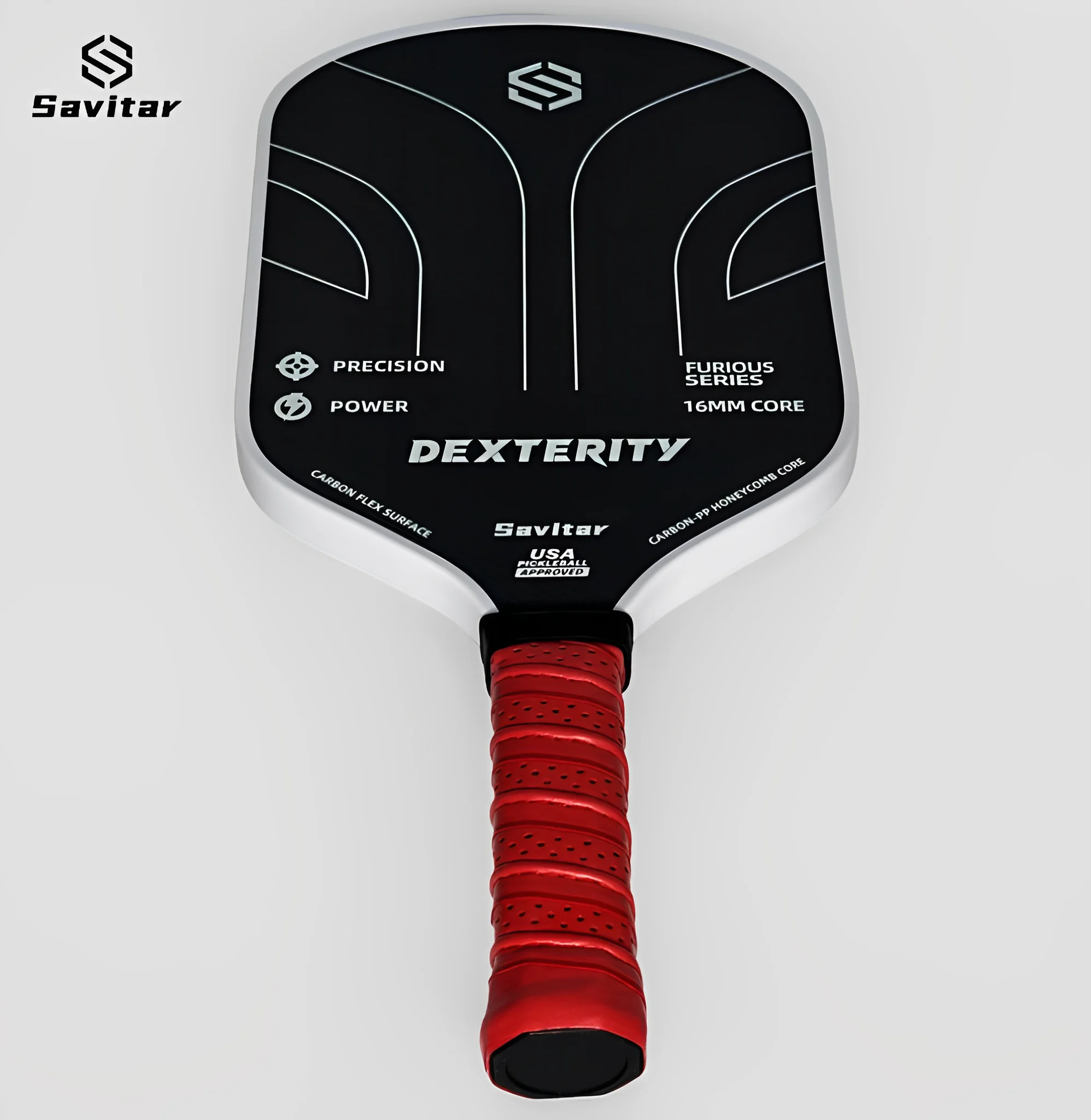 SAVITAR-T700 Carbon Fiber Pickleball Paddle, Carbon Friction Surface, Polymer Core, Enhanced Power, Spin and Control, 16mm