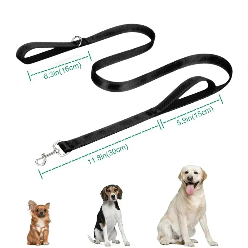 Double Handle Dog Leash With D Ring Outdoor Travel Dog