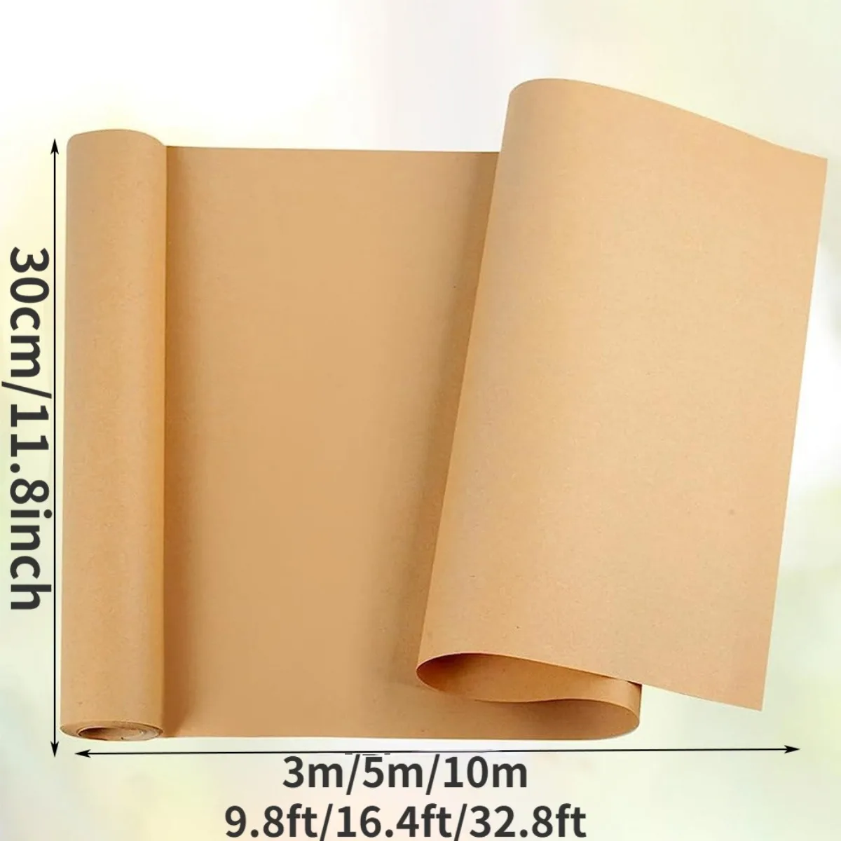 1 Roll of Brown Eco Kraft Paper, Wrapping Paper Roll, Fully Recyclable Gift Wrap for Packing, Arts and Crafts, Gift Wrapping