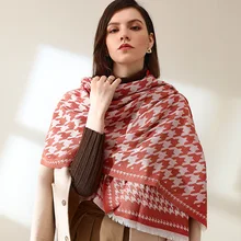 

ZY Autumn and Winter Warm Knitting Scarf Imitation Cashmere Shawl Color Matching Checkered Double-sided Thickened Fashion Scarf