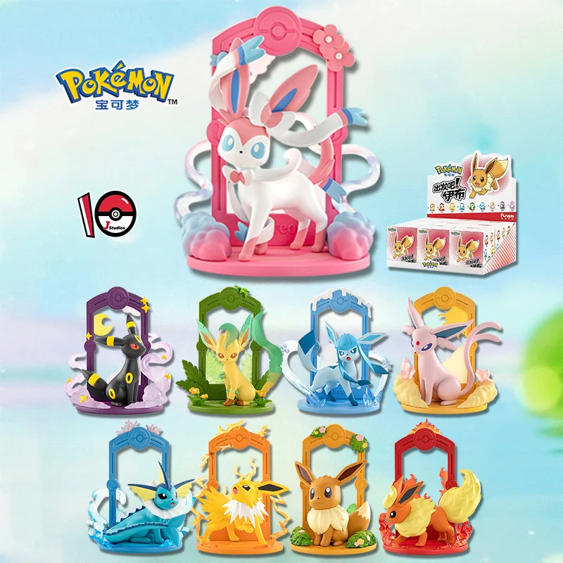 Pokemon Go Blind Mystery Box Toy Eevee Family Glaceon Sylveon Flarreon Scene Model Decor Anime Action Figure Collection Doll Gift
