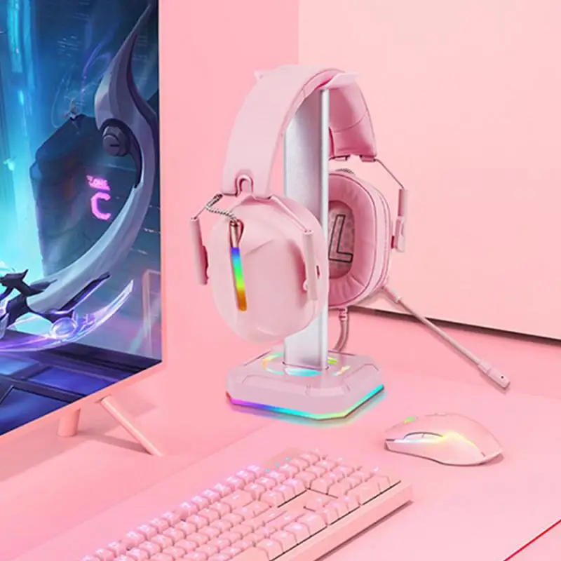 

Новая подставка для наушников, Настольный кронштейн для наушников RGB, держатель для наушников с 3 портами USB, аксессуары для игровых ПК