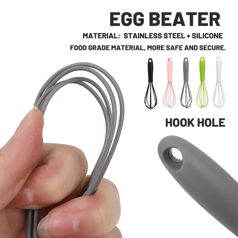 Kitchen Silicone Whisk Non-Slip Egg Beater Milk Frother Kitchen Utensil 17x4cm Silicone Egg Beater Tool Easy To Clean milk frother egg beater