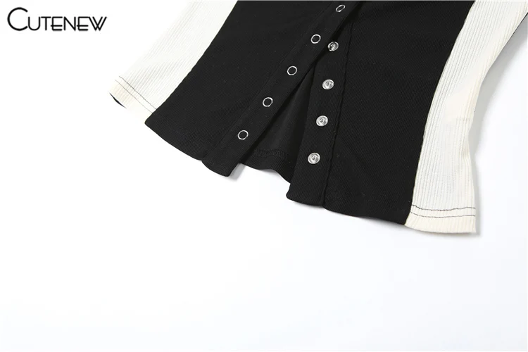Panelled Classic T-shirts Women Summer New Concise Buttons Short Sleeve V-neck Skinny Tees Female Wild Basic Street Tops