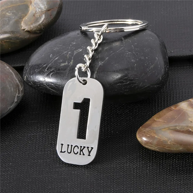 Baseball Jersey Number Keychain - Stainless Steel Initial Lucky Number Jewelry For Men & Women - View #5
