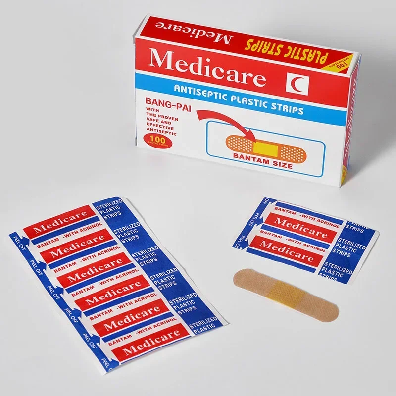 Medical Wound Dressing 100pcs/pack Waterproof Wound Dressing Patches Tape First Aid Self-Adhesive Plaster Bandage Non-woven Fabrics Band Aid for Kids