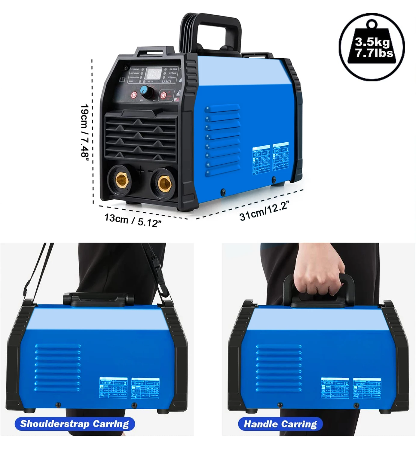 Welding Machine 200A ARC 110V/220V Dual Voltage Welder IGBT Stick MMA Welder LED Display Electrode Holder Work Clamp PROSTORMER 4