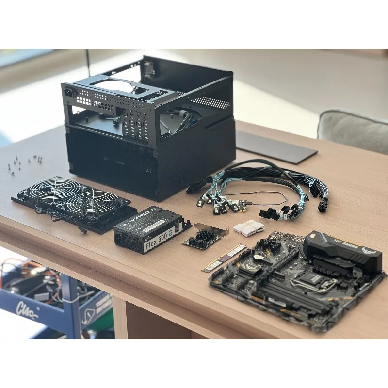 12베이 핫스왑 NAS 섀시 N10, 알루미늄, 4개의 PCIe 슬롯, MATX 보드 및 1U PSU 지원, 대용량 스토리지용