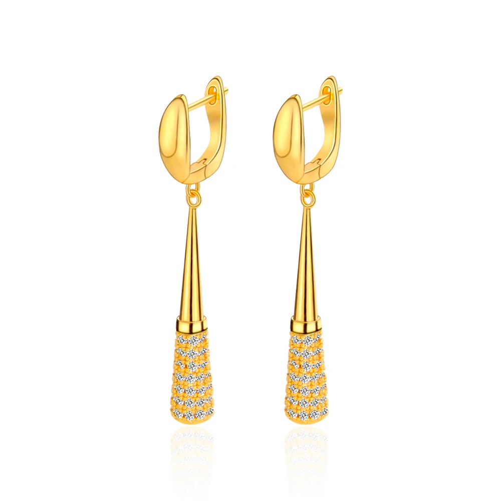 Dubai Mode Tropfen Ohrringe 21k Gold Überzogene Italienische Zirkonia Baseball Bat Anhänger Ohrring Saudi-Arabien Frauen Prom Party Schmuck – Detail 8