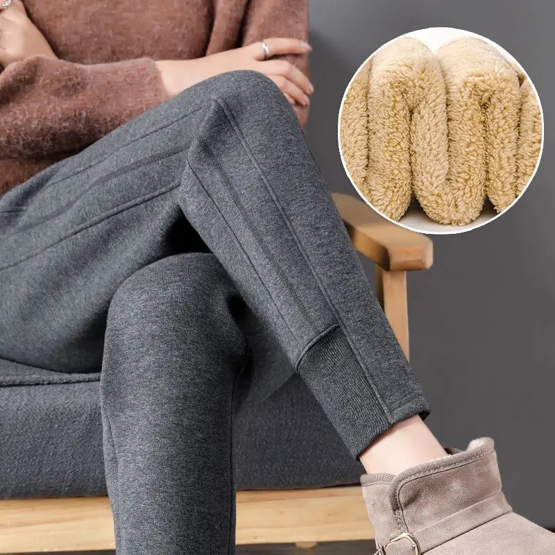 

Women Winter Thick Lambskin Cashmere Pants Warm Female Casual Cotton Loose Harlan Long Trousers Pantalon Femme Q576