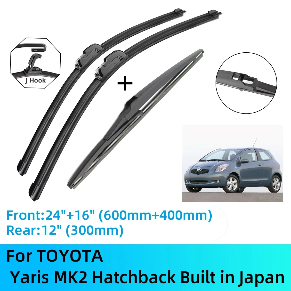 For-TOYOTA-Yaris-MK2-Hatchback-Built-in-Japan-Front-Rear-Wiper-Blades ...