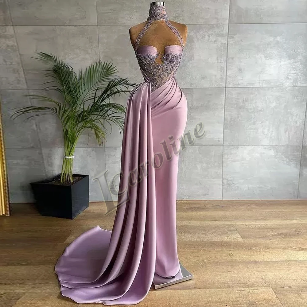 Classy Purple Bridesmaid Dress Satin Strapless Sheath Evening Dress Sleeveless Birthday Dress DP05239