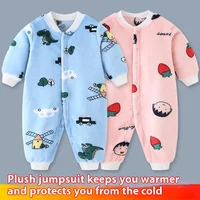 Baby Pajamas Spring Autumn and Winter Thickened Romper Boys and Girls Infant Coral Fleece Fannel Jumsuit Baby Gowns Newborn 1