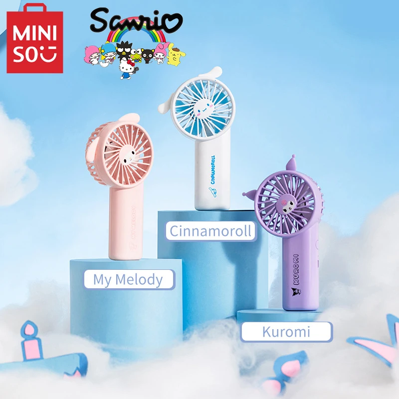 Genuino Miniso Sanrio Fan Cinnamoroll Kawaii Anime Mini Fan Modelli Di Ricarica Usb Giocattoli Per Bambini Estate Dormitorio Fresco E Silenzioso