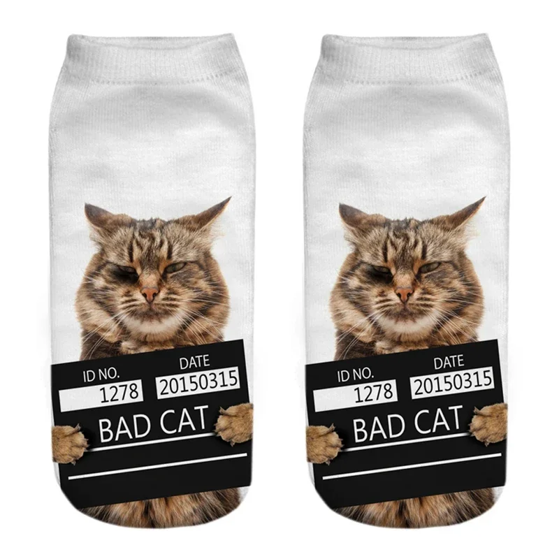 Creative Cartoon Kitten Low Ankle Socks - Unisex, Colorful, and Fun