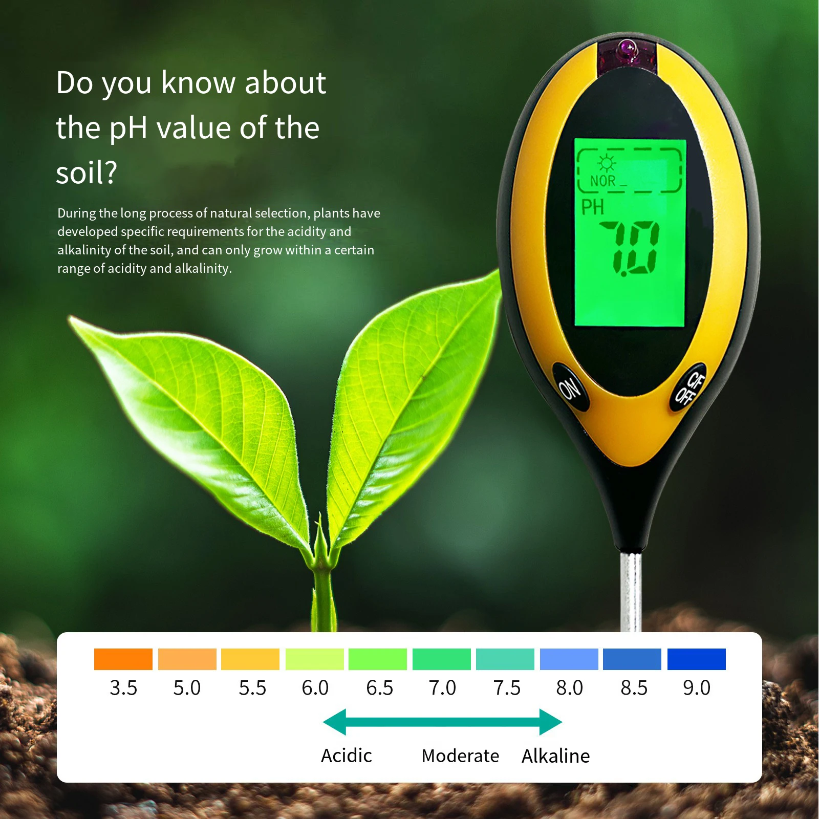 Soil PH Tester 4 in 1 PH Light Moisture Acidity Tester Soil Moisture Meter Plant Kit for Flowers soil tester