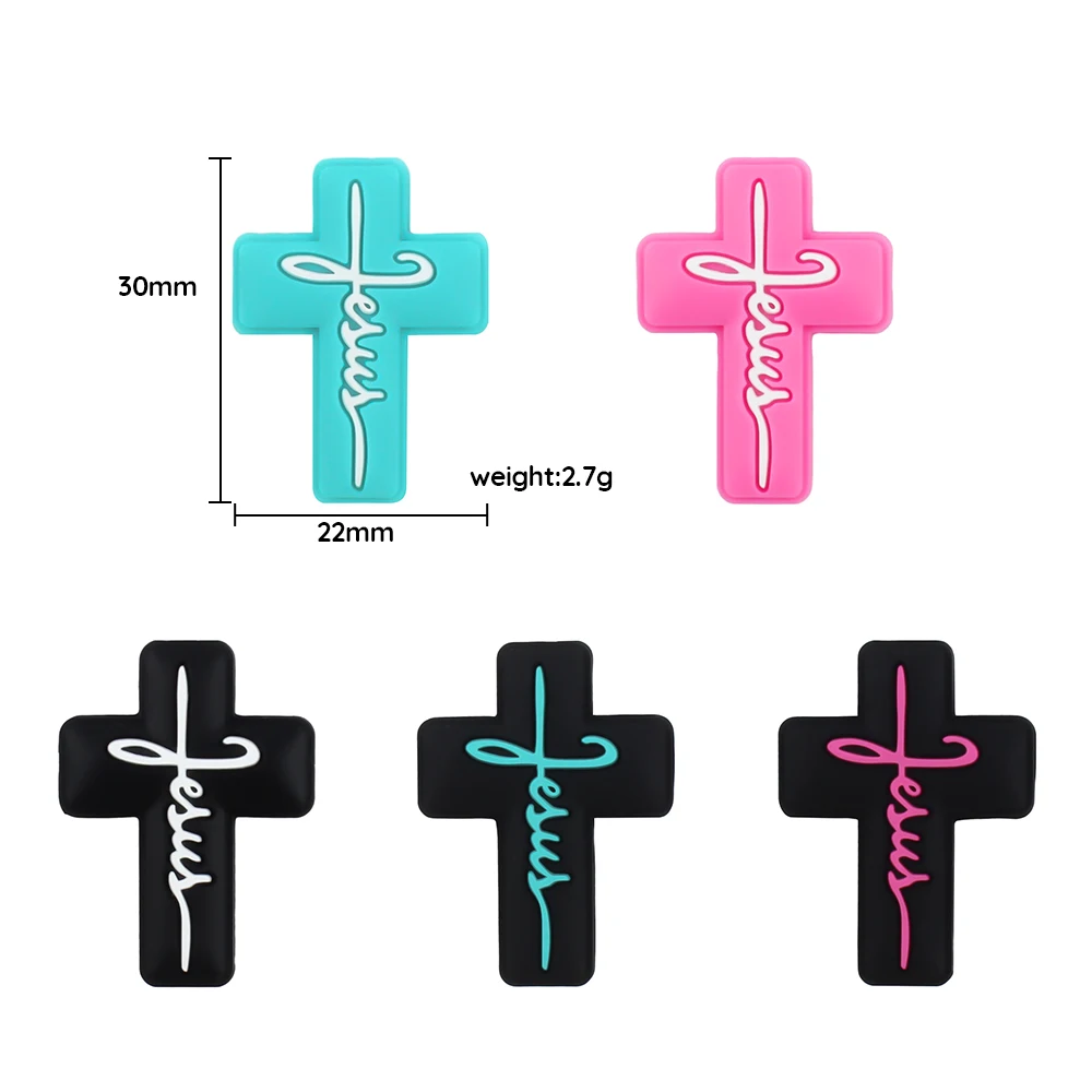 10PCS Silicone Focal Beads Cartoon Crucifixion Elements Silicone Beads BPA Free DIY Jewelry Keychain Pendant Pen Accessories 5