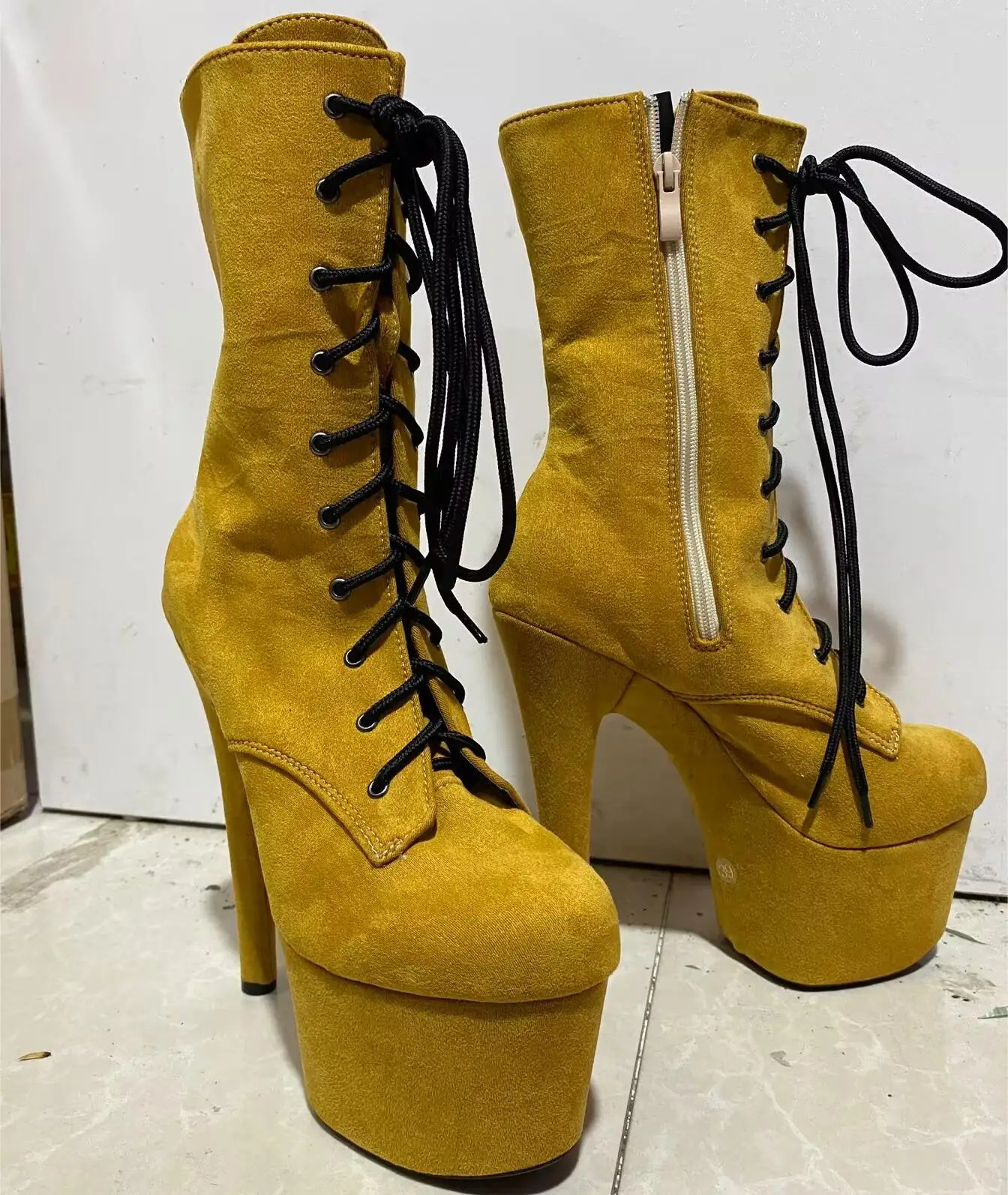 

7 inches, sexy ankle boots, Women's heels, suede root, 17 cm pole dancing, Modeling party dance shoes