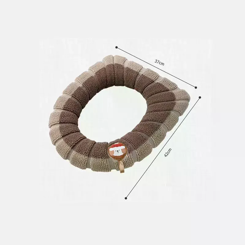 휴대용 컬러 블록 니트 화장실 매트 두꺼운 세탁 가능한 변기 커버 (현대적인 욕실 장식 및 휴식 제공)