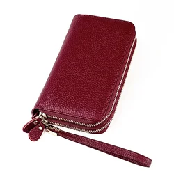 Women RFID Blocking Wallet Leather Two Zipper Around Multifunction Phone Case Clutch Large Capacity Ladies Travel Purse Wristlet
