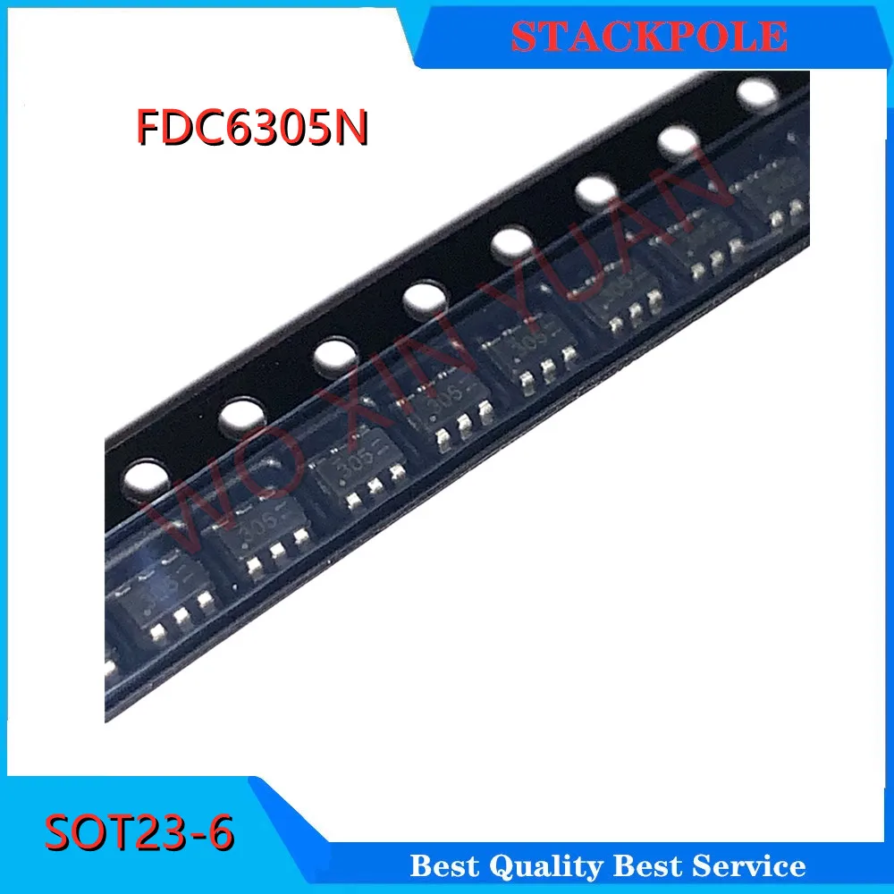 

FDC6305N SOT23-6 50 шт./лот FDC6305 6305 транзистор МОП-транзистор двойной бритвенный 20В 2.7A 6-контактный фотографический/R-скотч и катушка