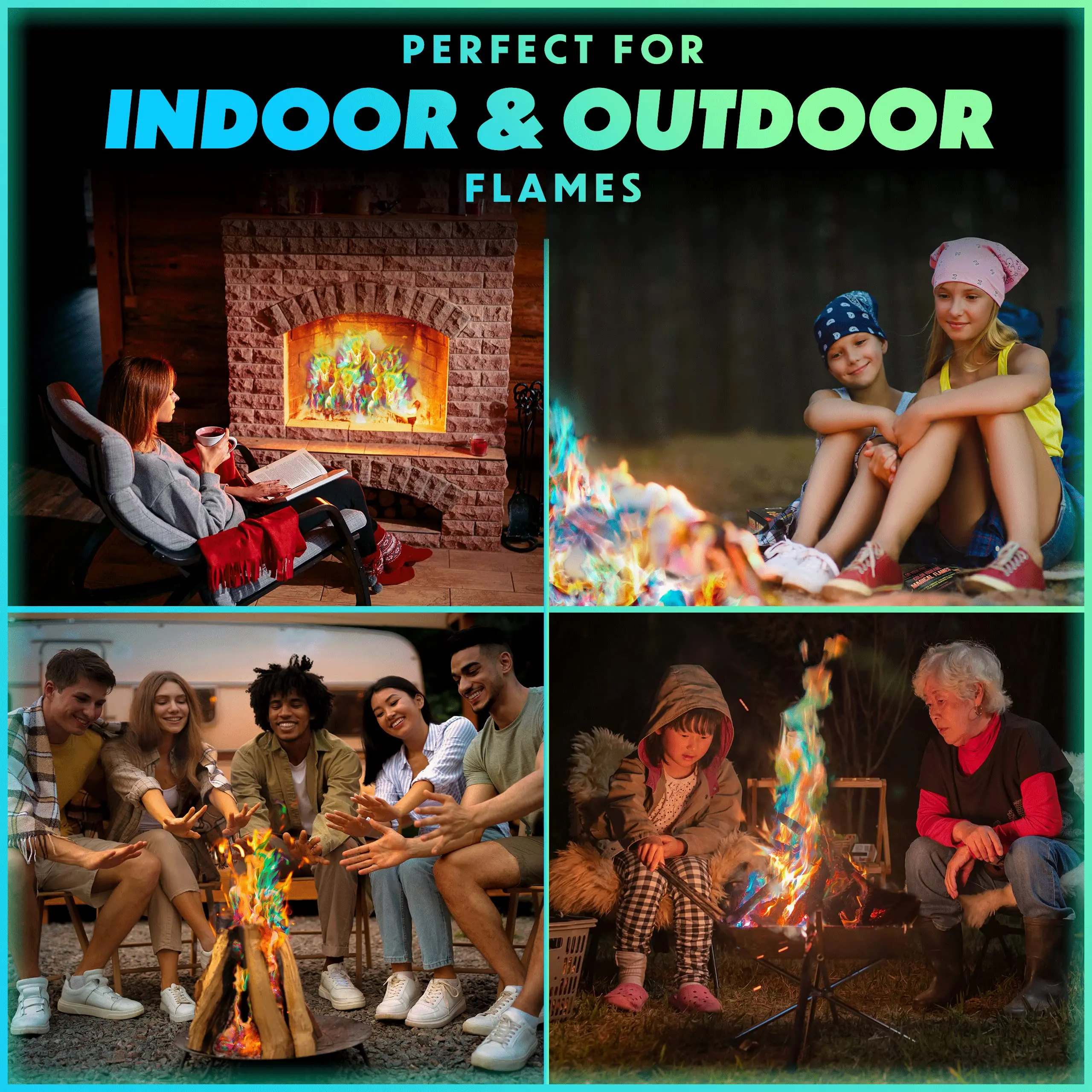 Fire Color Changing Packets for Campfires, Fire Pit, Outdoor Fireplaces-Camping Essentials for Kids & Adults-30g