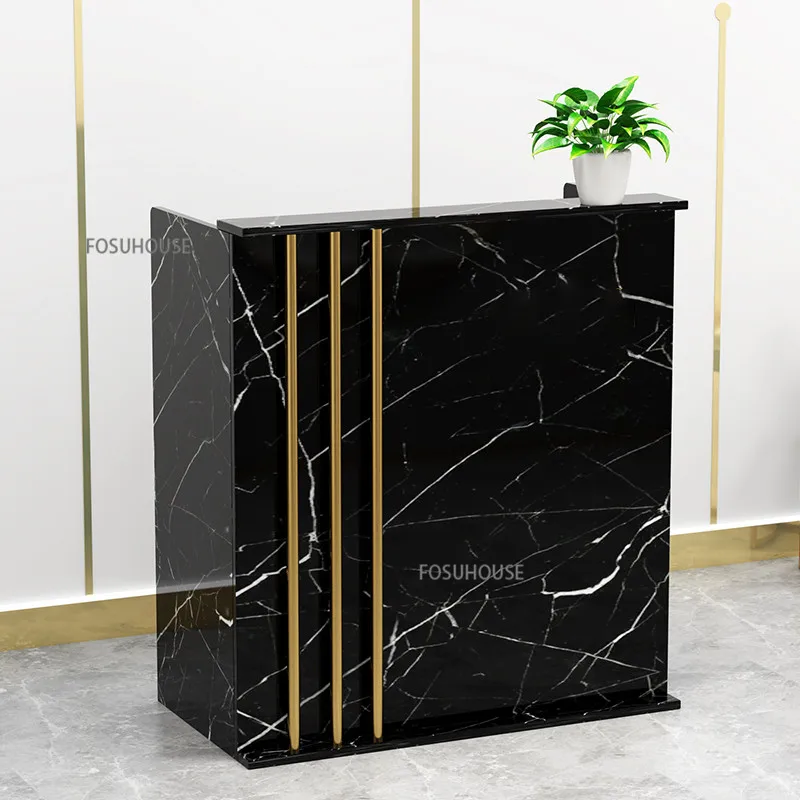 Nordic Reception Desk For Office Furniture Wood-based Panel Desks Creative Designer Clothing Store Checkout Counter Desk Table