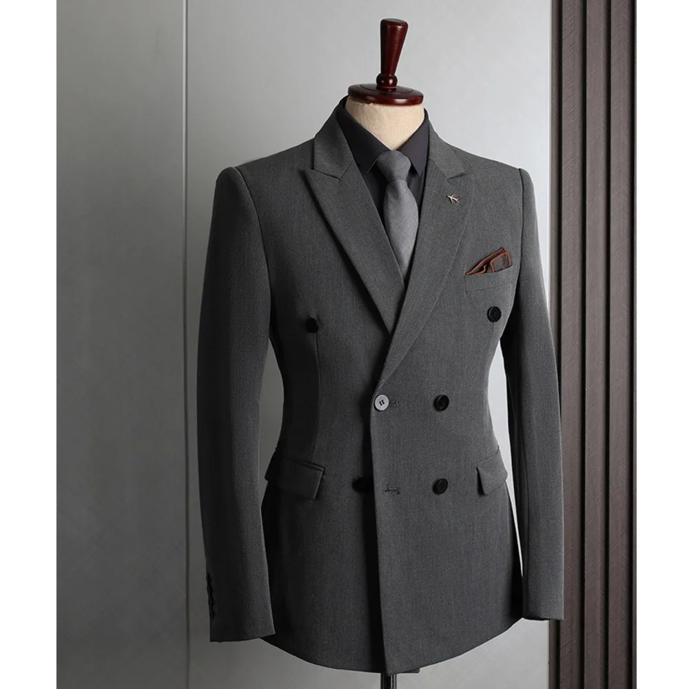 Costume homme Double rangée homme, tenue formelle affaires, loisirs, mode, version coréenne, coupe slim, grande taille,_voghion.com