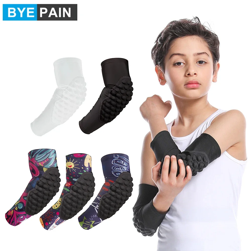Compression Padded Arm Sleeve for Youth Kids, Basketball Elbow Pads Arm Sleeve Protection for Volleyball Football Baseball