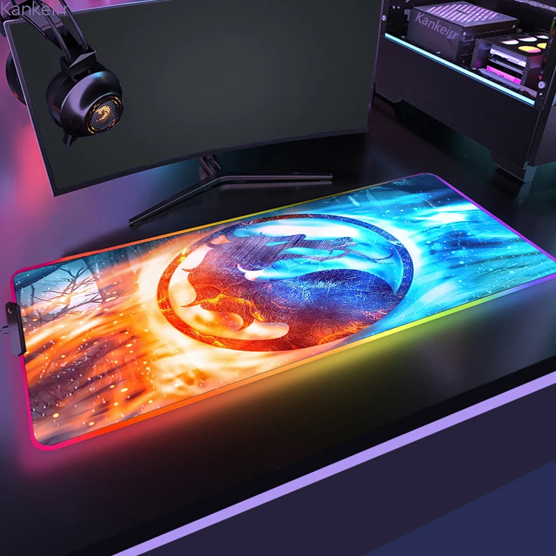 

Gaming M-Mouse Pad Gamer Rgb Mortal Kombat 1 Table Mat Deskmat Led Mousepad Office Accessories for Desk Back Light Backlight PC