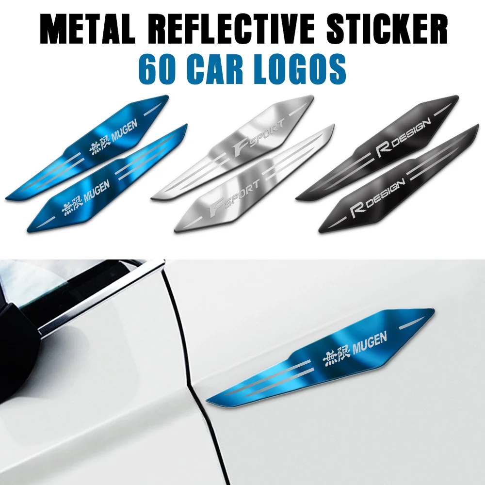 2pcs Reflective Car Emblem Body Side Fender Sticker Decoration Badges