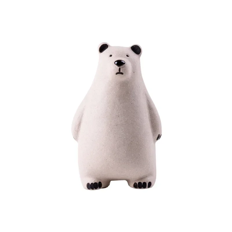 1PCS Little Bear Purple Clay Tea Pet Tea Table Decoration White Section Mud Creative Ceramic Cute Tea Playing Pot Cap