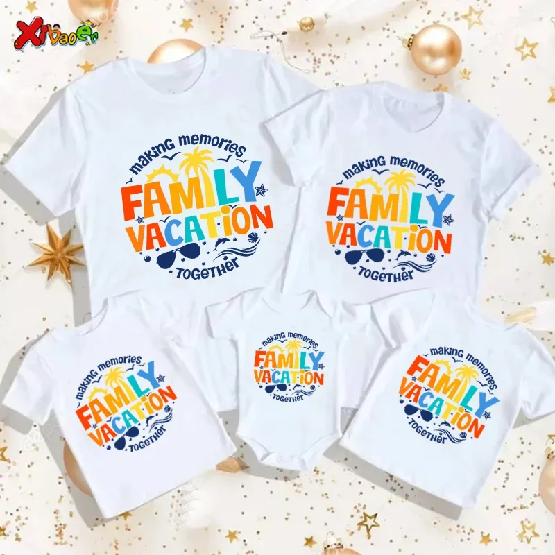 Family Vacation T Shirt 2024 Matching Family Outfits Trip Shirts Kids Party Clothes Family Look Mom and Daughter Matching 3