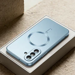 Magsafe Metallic Soft TPU Phone Case with Lens Protection - Galaxy S23 Ultra (LIGHT BLUE)