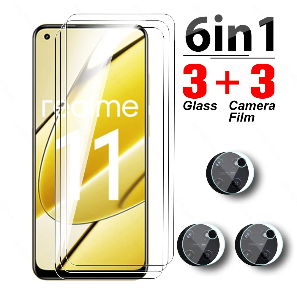 

6 в 1 закаленное стекло для Realme 11 4G защита экрана Realme11 5G Global Verison Realmy 11 Realem 11 2023 Защитная пленка для камеры