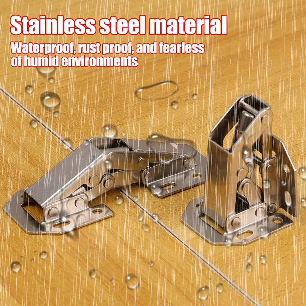 Stainless Steel Cabinet Hinges 90 Degree No-Drilling Soft Close 12-2PCS
