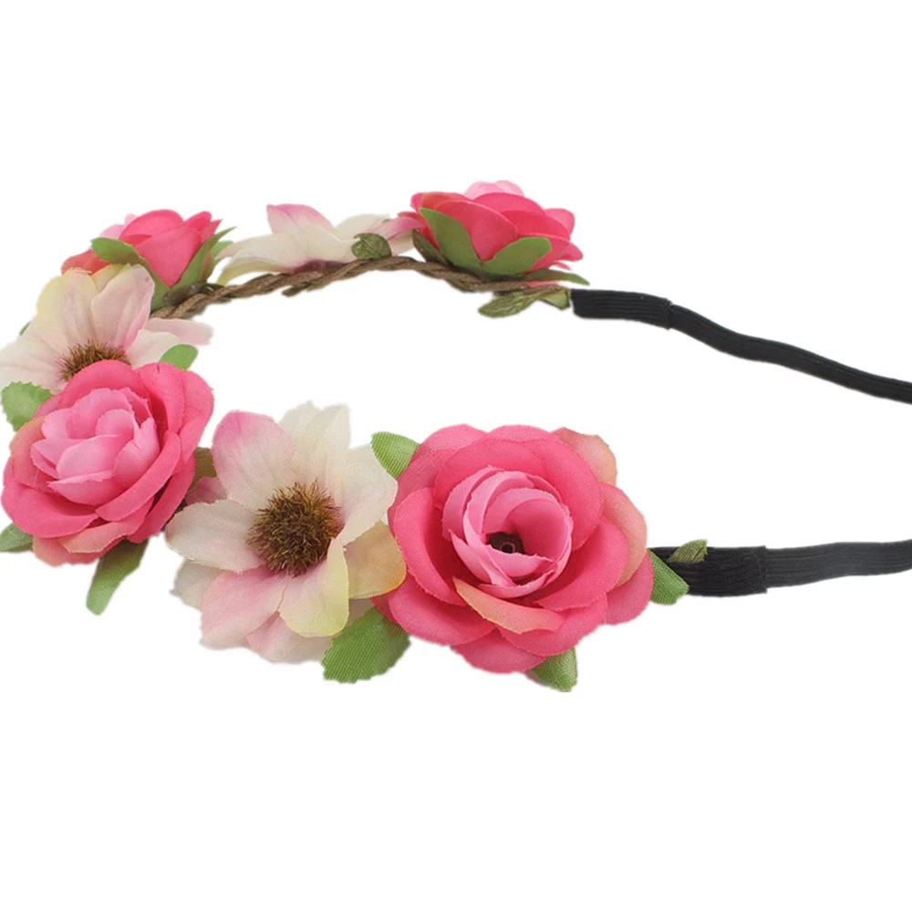 Floral Headband Seven-flower ободок с цветами Princess Wreath Hairband Bohemian Beach Floral Garlands Hair Accessories Wedding