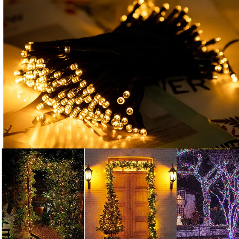 Solar-Powered LED Starry String Lights - 8-Mode Outdoor Waterproof Decorative Lighting