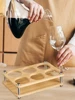 6 Holes Wooden Glass Holder Display Rack Bar Wine Drinks Cup Storage Carrier Flight Tasting Serving Tray Kitchen Tools 5