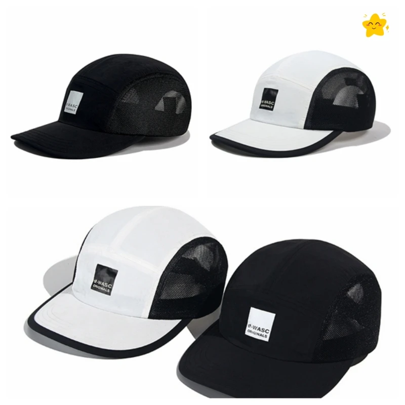 

quick drying waterproof sports five piece cap UV protection size 56-62 black white mesh cap sports golf for men women unisex
