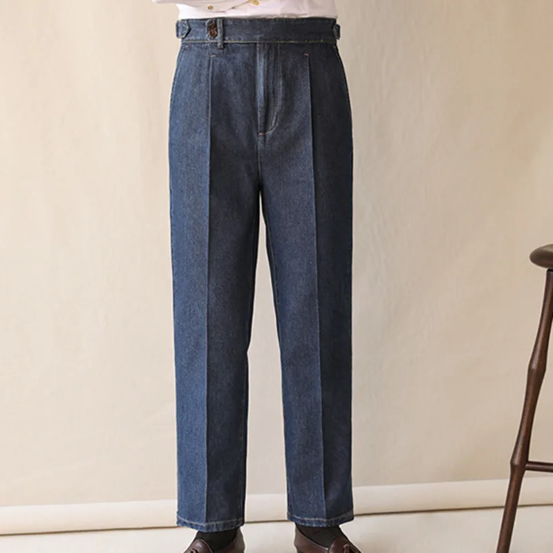 High Quality Men High Grade Casual Straight Tube Loose Washed Pant Quality Jeans Men Dress Trouser Straight Leg Pant Naples