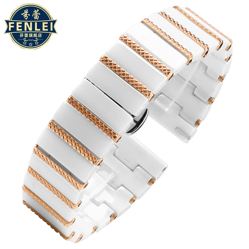 Premium Ceramic Wristband in White and Black for Smart Watches - Stylish Universal Replacement Strap for Men and Women