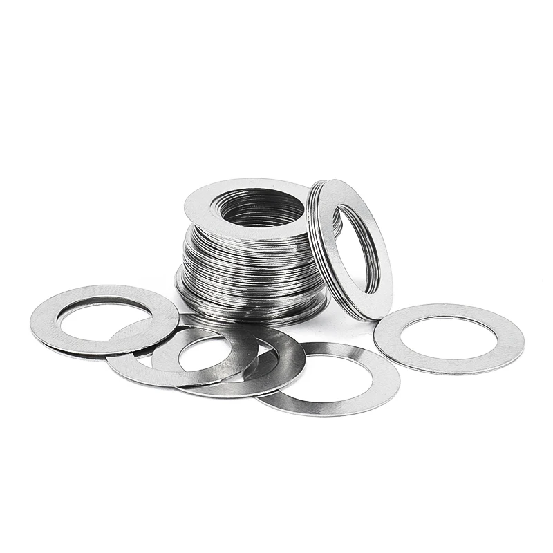 Stainless Steel Washers 20pcs/lot 304 Ultra Thin Flat M3-M14 0.1/ 0.2/ 0.3mm