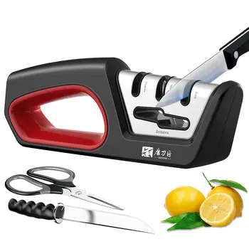 4-in-1 Kitchen Knife & Scissor Sharpener – Diamond & Tungsten Steel 1
