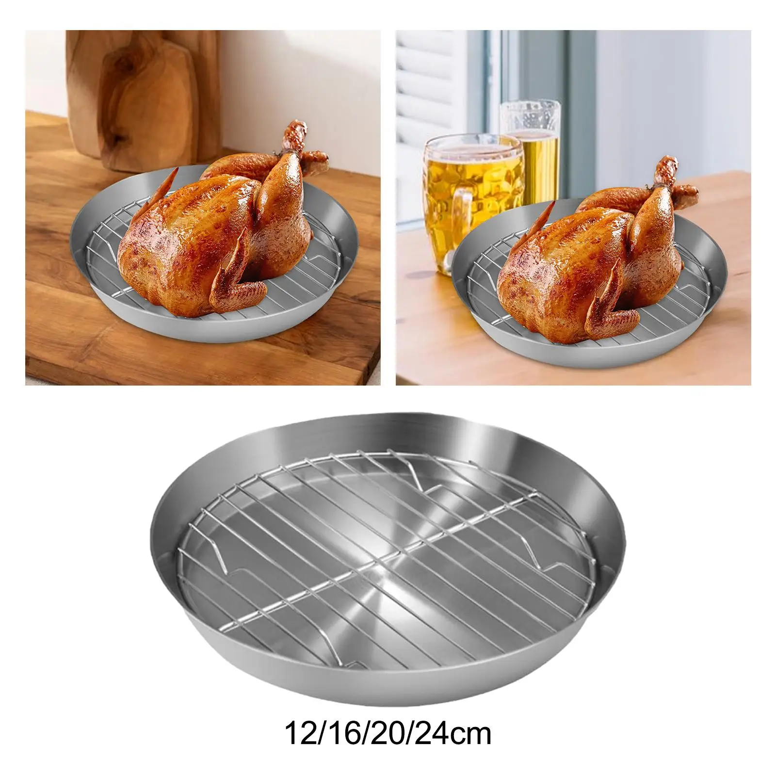 Baking Tray with Rack Set Stainless Steel Toaster Pan for Meat Bread Cooking