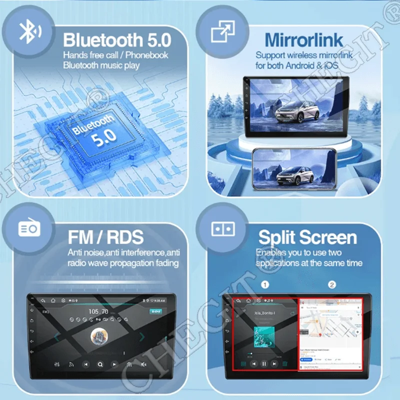 2Din Android 13 7/9/10'' Wireless Carplay Universal Radio 64G BT Car Radio Multimedia Stereo For toyota Hyundai Kia Volkswagen