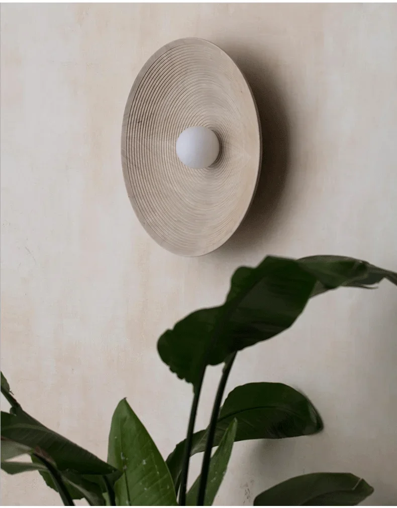 Description Picture 6 of itemIndoor Retro Japanese Style Wall Circle Lamp Bedroom Bedside Light Sconces LivingRoom Dining Room Aisle Decor Design Lighting