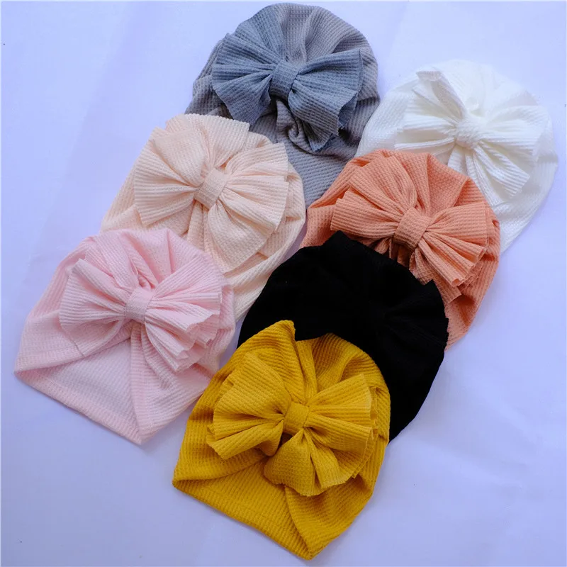 14pc/lot Baby Turban Girls Waffle Knotbow Head Wraps Kid Girl Cotton Headband for Infant Beanie Caps Toddler Headwear Wholesale fall winter 2023 women s knitted beanie hat double furball cap warm pullover beanie baby toddler boys girl gift items bonnet