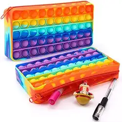 Trousse à crayons Anti Stress en Silicone pour enfants, décompressée, étui à crayons, jouet Pop, Fidget sensoriel, sac de papeterie de bureau, jouets Anti Stress 